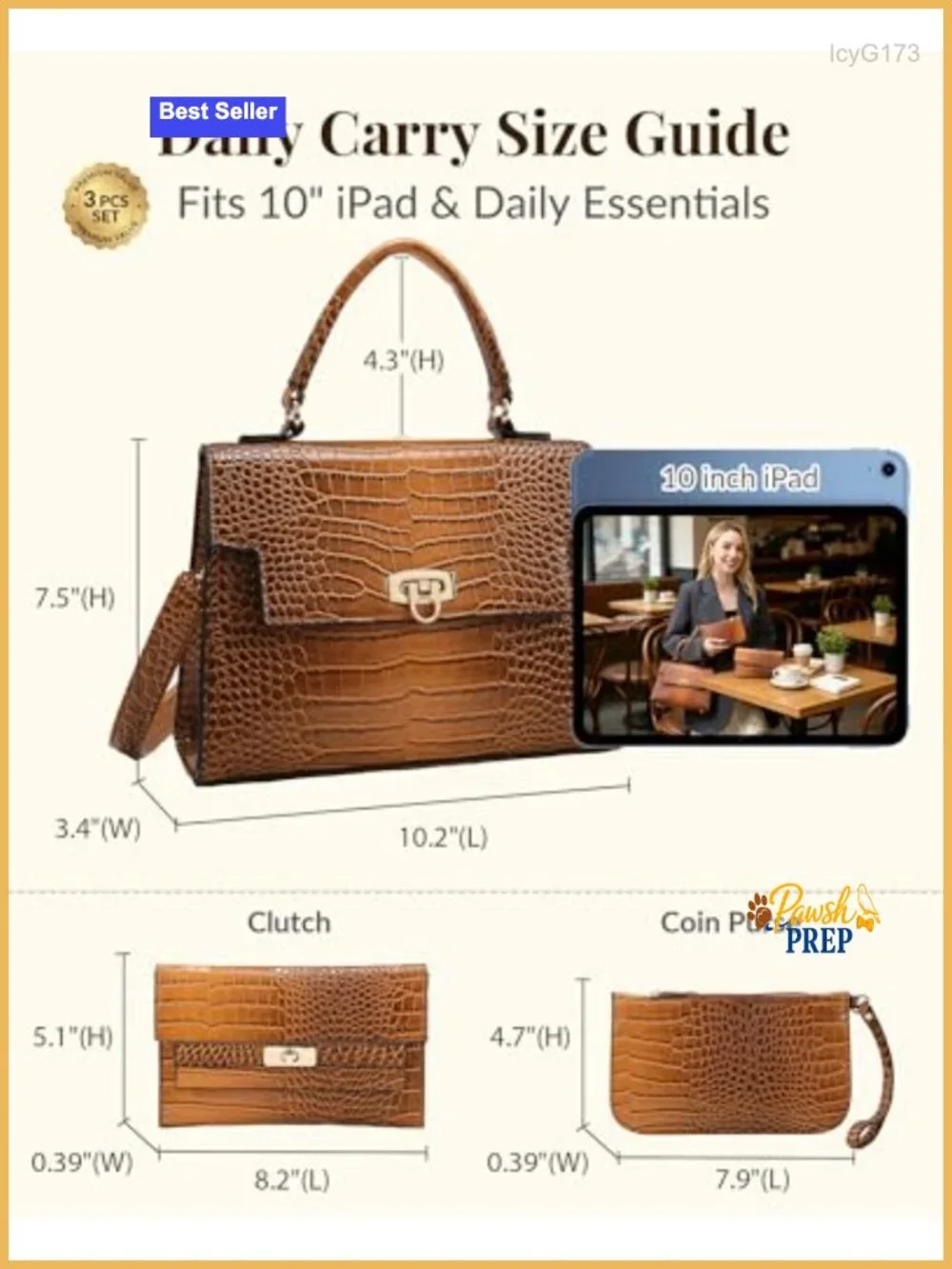 3-Piece PU Leather Satchel Handbag Set for Women, Top Handle with Crossbody